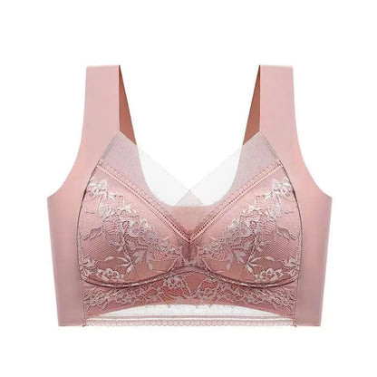 L-5XL Contrast Lace Wireless Bras For Womens Lingerie Top Female Lace Bra Underwire Plus Size Brassiere Perspective Sexy Bras