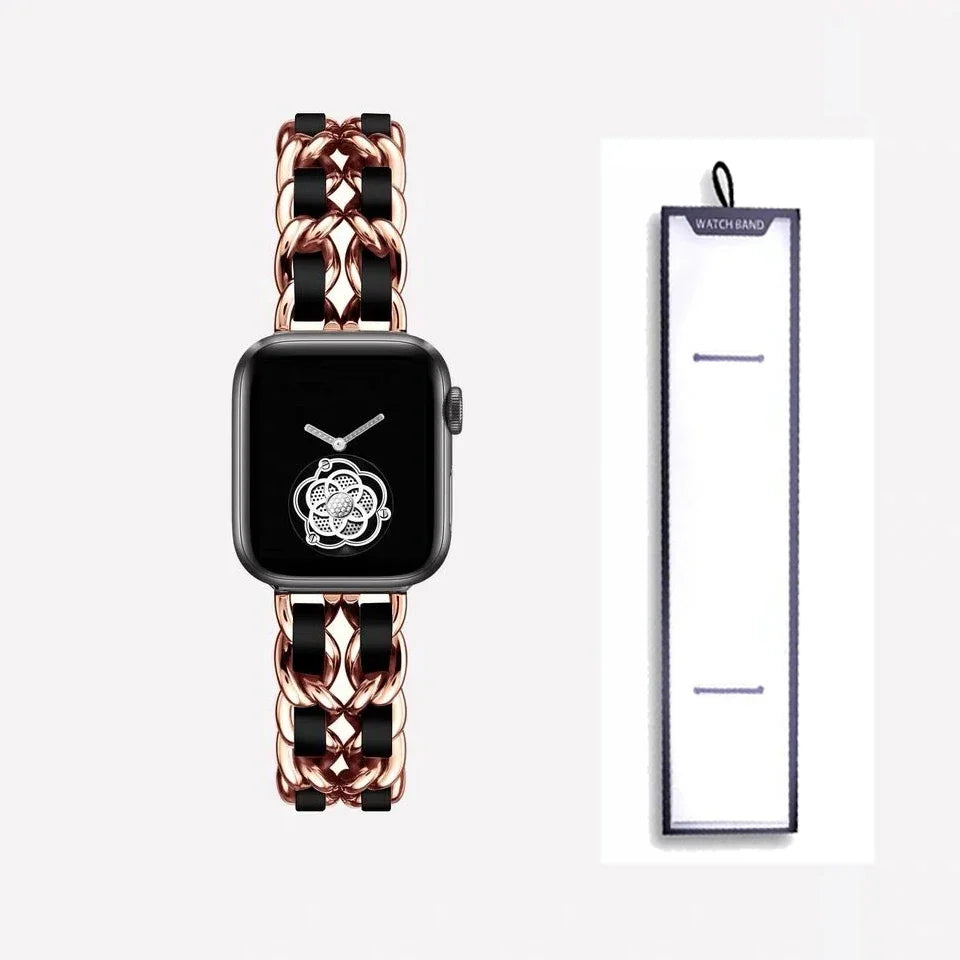 Apple Watch Woven-Accent Chain Bracelet Band