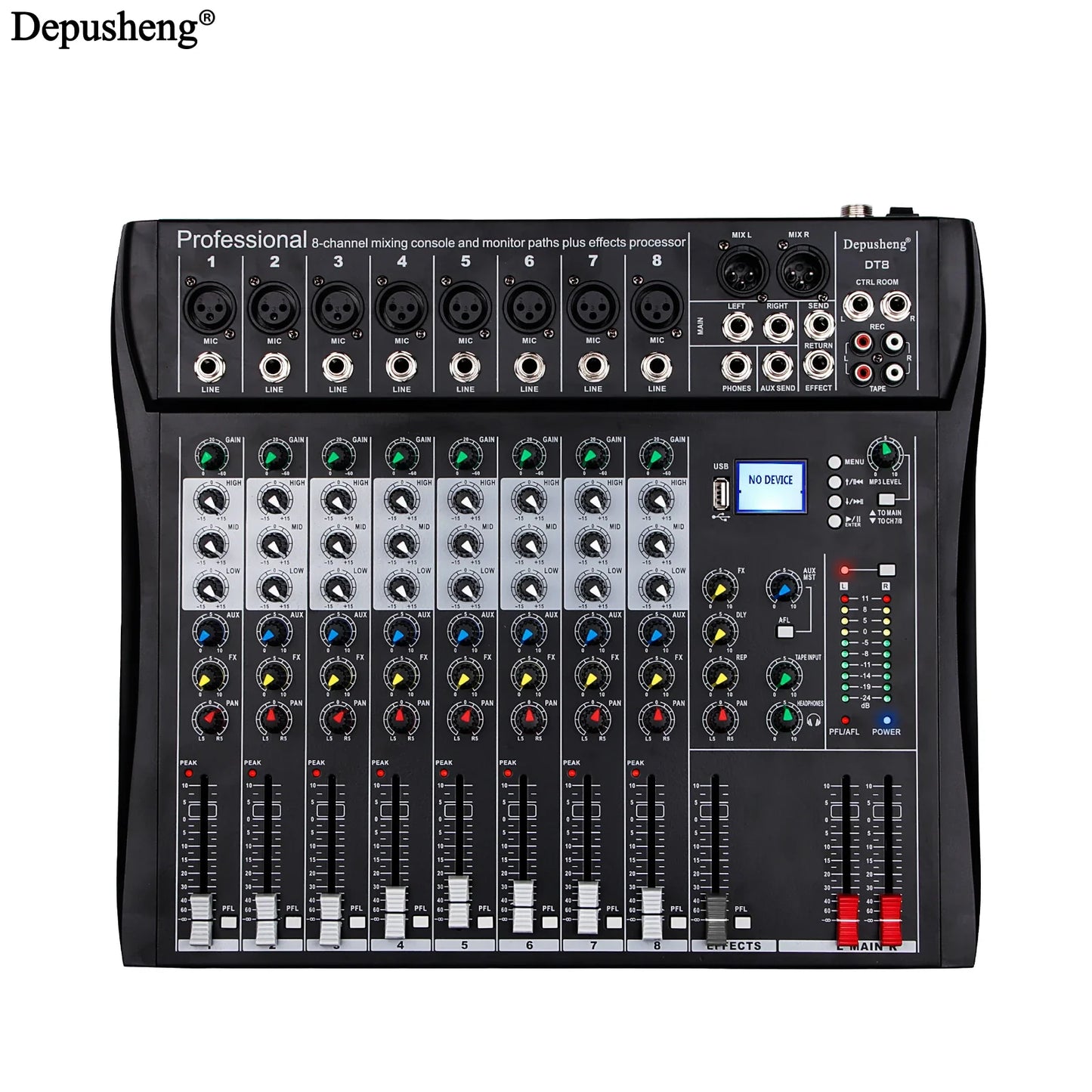 Audio Mixer 6/8/12 Channels Professional DJ Mixer LR Microphone/line