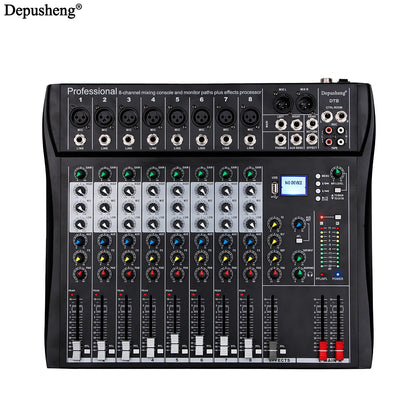 Audio Mixer 6/8/12 Channels Professional DJ Mixer LR Microphone/line