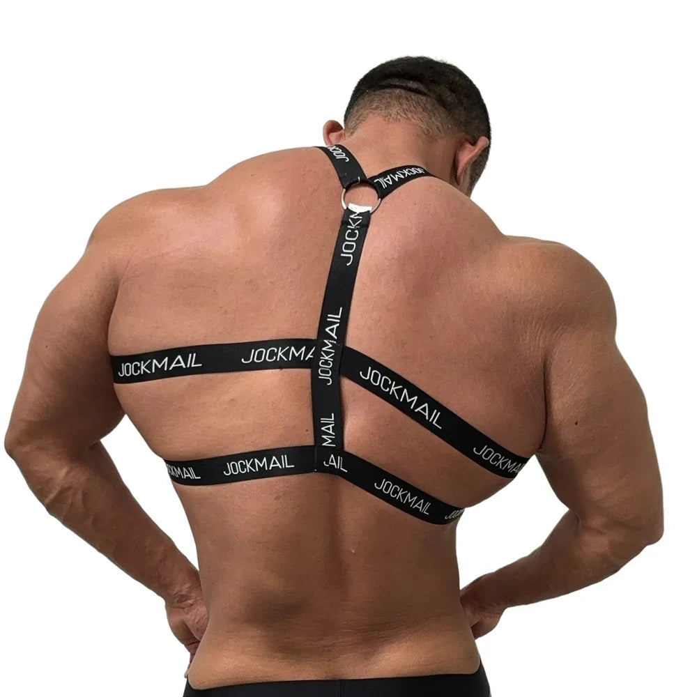 Sexy Lingerie Men's Harness Chest Bodysuit Hollow Out One-piece Jockstrap Leotard Contrast Color Bulge Pouch Bodysuit Underwear