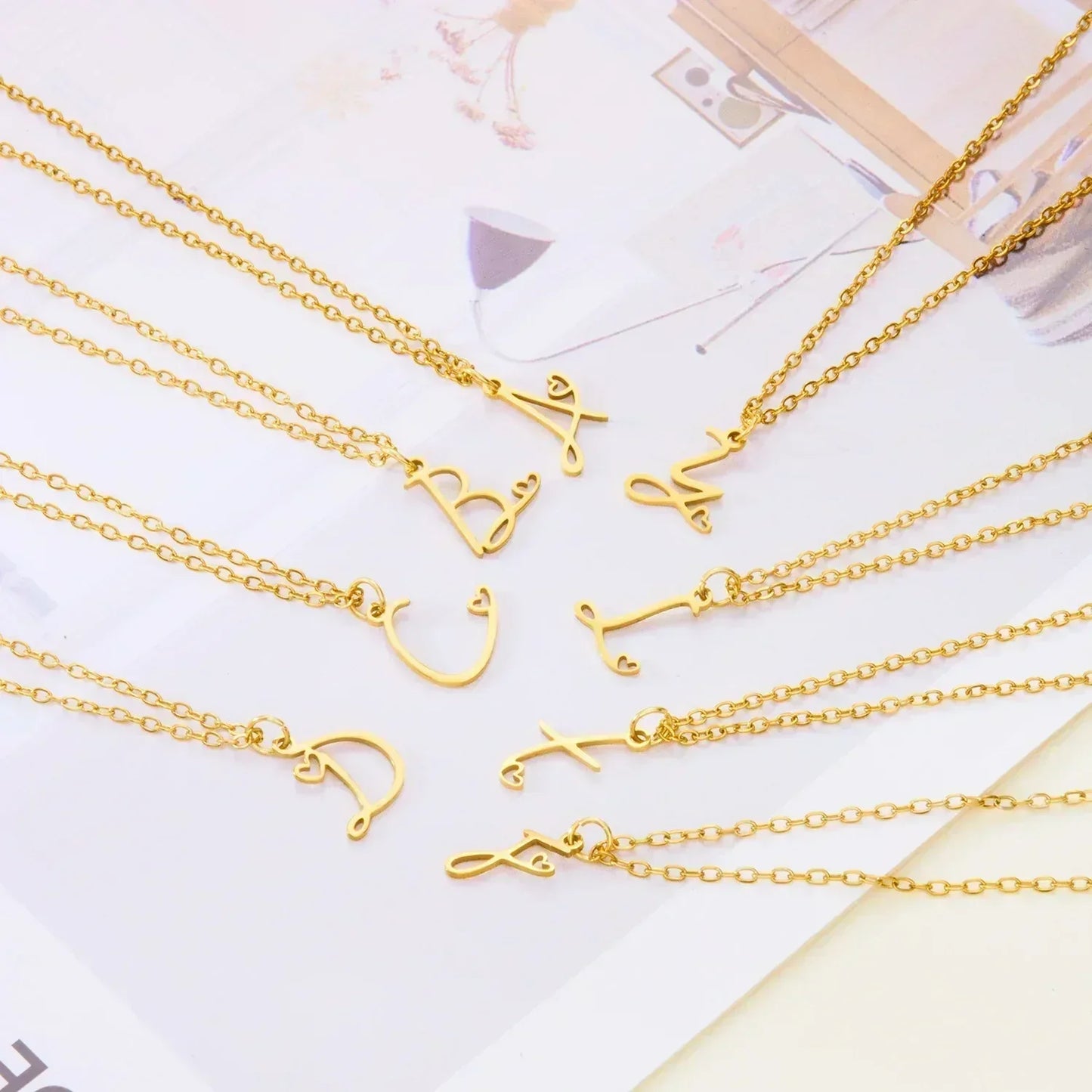 26 Initial Letters Heart Pendant Stainless Steel Necklace for Women Gold Color A-Z Alphabet Choker Chain Birthday Jewelry Gift