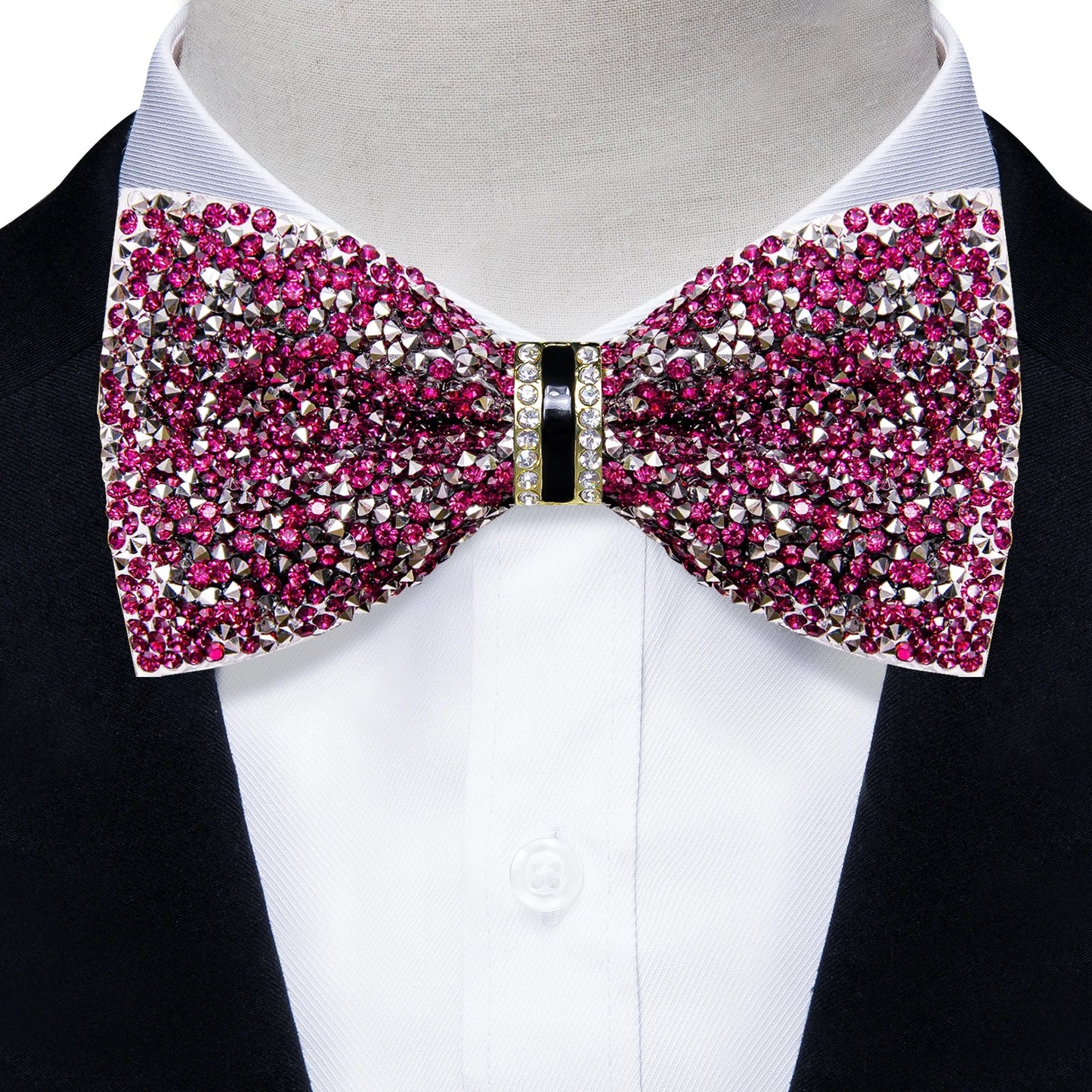 Sparkle Rhinestone Bow Ties for Men Pre-Tied Diamond Sequin Bowtie with Adjustable Length Wedding Party