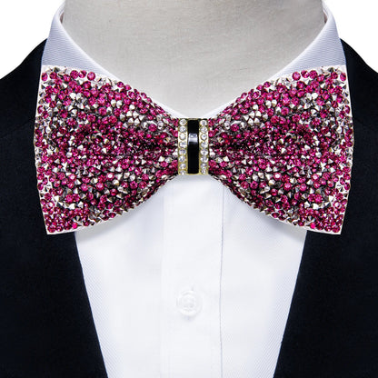 Sparkle Rhinestone Bow Ties for Men Pre-Tied Diamond Sequin Bowtie with Adjustable Length Wedding Party