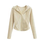 Lucyever Y2K Slim Fit Cropped Zip-Up Hoodie