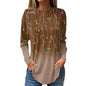 2024 women's fashion tops long sleeve round neck pullover casual long sleeve t-shirt new 3d printed gradient printed t-shirt