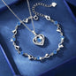 925 Sterling Silver Heart Shaped Necklace Bracelet Set for Women