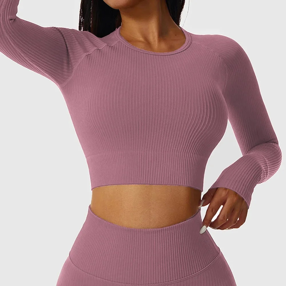 Women’s Long Sleeve Crop Gym Yoga Top