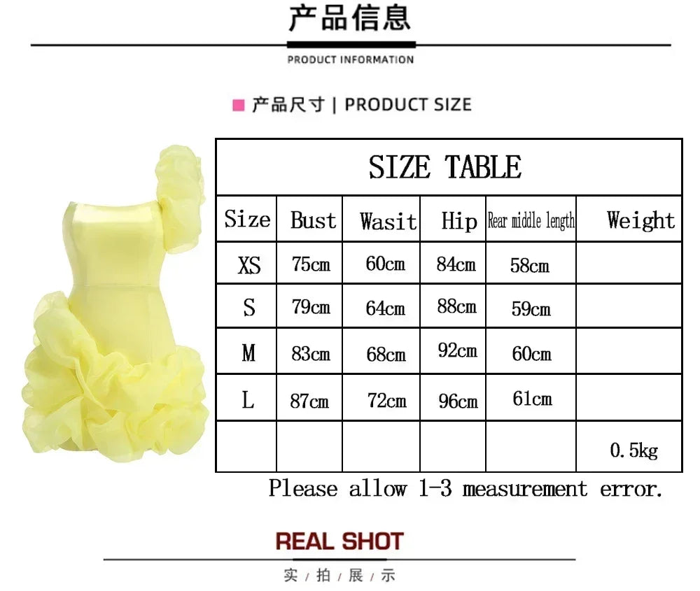 New fashion and sexy solid color wrapped chest dress, women's temperament decorative pleated ruffled edge party dress