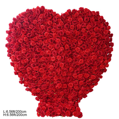 Angela Flower Red Rose Creative Love Heart Floral Wall Cloth Base Flower Arrangement Wedding Backdrop Frame Proposal Decor A7699