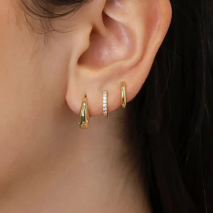 3 Pairs Stainless Steel Crystal Zirconia Hoop Earrings for Women