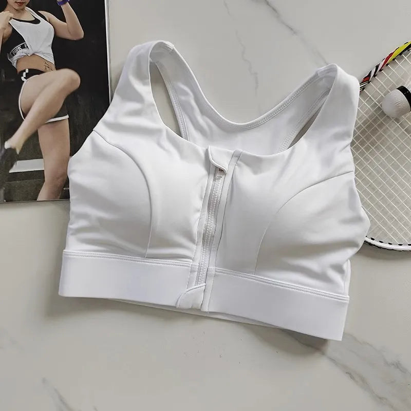 Women's Zipper Shockproof Sports Bra