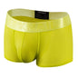 Fashion Fluorescent Color Men's Underwear Sporty Breathable Mesh Boxer Briefs Sexy Transparent Male Underpants Gay Sissy Shorts