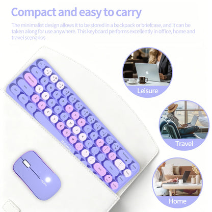 MOFii Idol Wireless Keyboard Mouse Combo, Macaron Gradient, Quiet Compact Portable Set for Laptop/Desktop Office