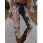 3D Floral Women's Straight Leg Jeans Fashionable and Casual Stretch