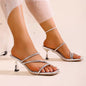 Luxury Gold High Heels Sandals for Women 2026 Summer Slip-on Thin Heeled Outdoor Slippers Woman Plus Size 42 Party Dress Shoes