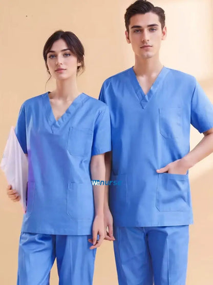 Unisex Medical Scrub Set Top & Pants Cotton