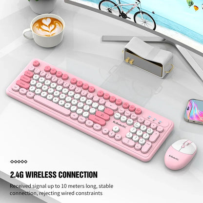 K-Snake WK200 Wireless Keyboard Mouse Set Cute Punk Keycap USB Wireless Business Keyboard Mouse Set Laptop Typing Office
