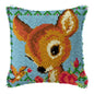Cunning Fox Smyrna Buttons Package Latch Hook Pillow Kit Bunny Embroidery Design Plush Animal Canvas Craft for Home Decor Gifts