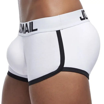 JOCKMAIL Brand sexy men underwear bulge enhancing men Boxer include Penis pad and hips buttocks double Removable push up cup