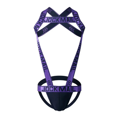 Men's Jockstrap Underwear Bodysuit Suspender Jumpsuits Sexy Lingerie Men Harness Hollow Out Bondage Elastic Hole Erotic Costume