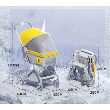 Foldable Pet Stroller Cover Dog Strolling Cart for Small/Medium Dogs and Cats Breathable and Visible Mesh for All-Season