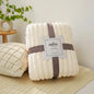 Coral Fleece Flannel Blanket 300GSM Ultra Soft Microfiber Plush Throw Blanket Warm Striped Cozy Blanket for Couch Bed Sofa