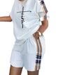 Women Casual Short Sleeve Two Piece Sets Women Outfit 2024 Summer Plaid Printe Pocket Suit Female T Shirt Shorts 2 Pieces Set