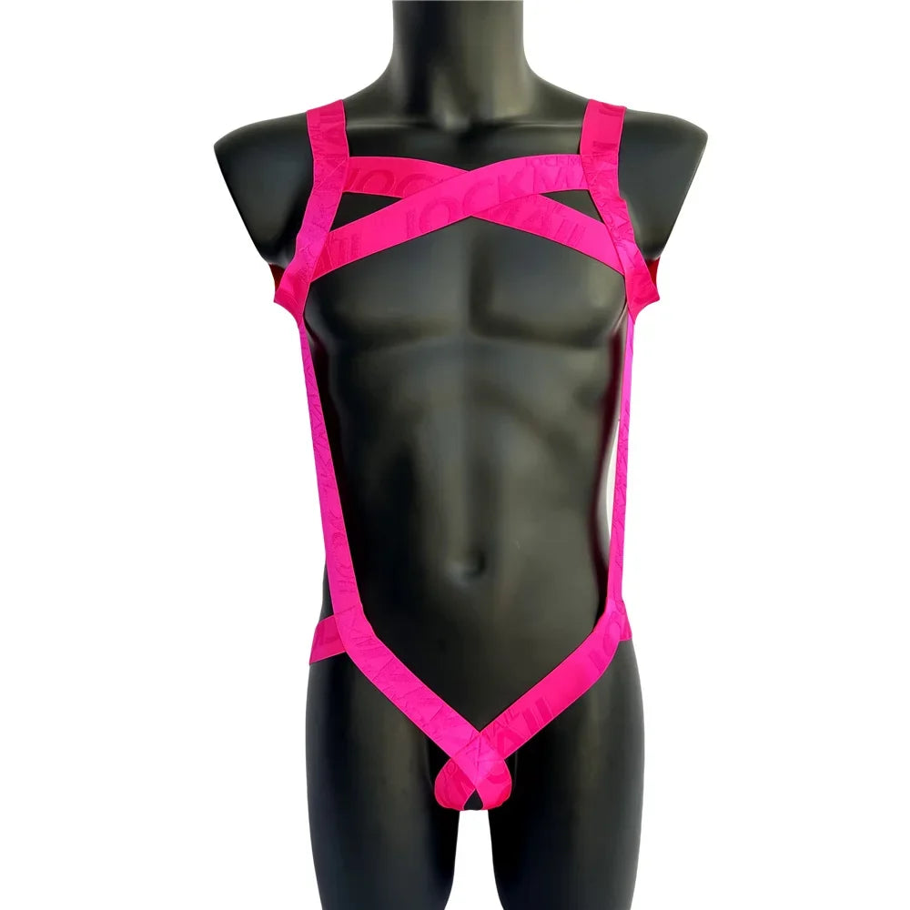 Sexy Lingerie Man Harness Chest Bodysuit Fetish Men Hollow Out Bondage Jockstrap Gay Underwear Men's Jumpsuit Ring Strap Fun