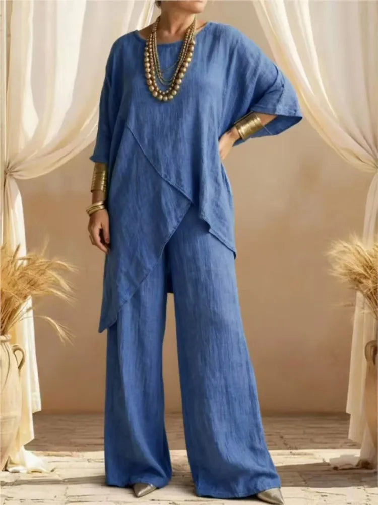 Fashion Loose Women's Matching Sets Casual Half Sleeve Loose Tops and