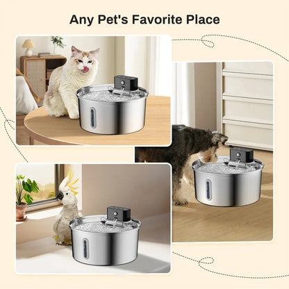 3L 5V USB Stainless Steel Wireless Recharging Sensor Auto Cat Water Drinking Fountain For Cats Dog Drinker Pet Dispenser Bowl