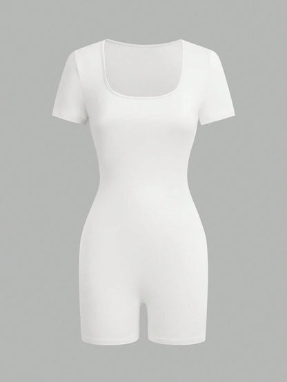 American short-sleeved outdoor and sports clothing, yoga integrated sports suit, women's fitness stretchy tight-fitting clothes