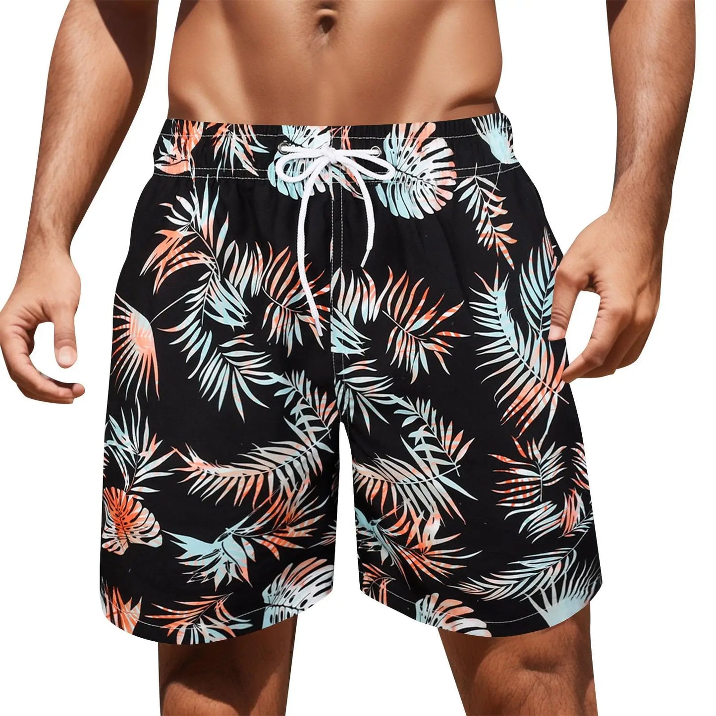 Men's Palm Tree Pattern Beach Shorts Boys Summer Cool Hawaii 3D Printed Casual Swim Trunks Quick Dry Surfboard Shorts