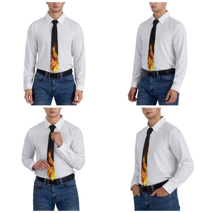 Bright Fire Necktie Men Women Fashion Polyester 8 cm Wide Burning Neck Ties for Men Suits Accessories Business
