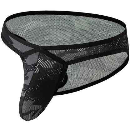 Hot Men Sexy Big Large Pouches Camouflage Panties G-string Convex Pouch Gay Fetish Bikini Briefs Mesh Solid Penis Pouch Lingerie