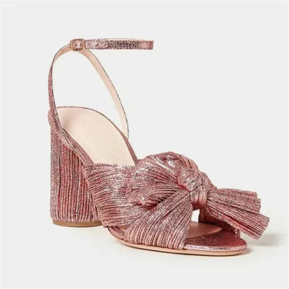 Summer High Quality Open Umbilical Bow High Heels Women's Sandals Party Dress Wedding Shoes