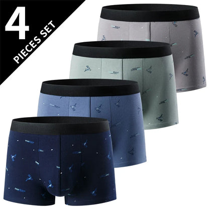 4-piece MEN'S FASHION Printed Underwear Breathable Crotch Boxers for Teenagers Comfortable plus Size Underwear up to 6XL.
