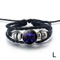 12 Constellation Gem Leather Bracelet Men Women Glass Bracelet