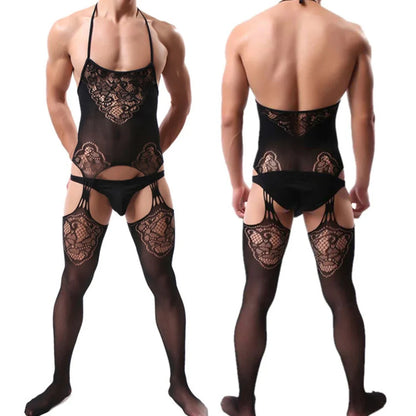 Sexy Adult Couple Sex Tоy 2025 Man's Fishnet Lingerie Jumpsuits Male Sheer Babydoll Nightwear Sleepwear Porn Gentlemen Underwear