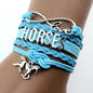Helpushine Handmade Leather Horse Pendant Bracelet Fashionable Trendy Bracelet for Women and Girls