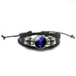 New Men 12 Constellation Black Braided Leather Bracelet Punk Style Zodiac Sign Multilayer Weave Wrap Bracelet For Birthday Gifts