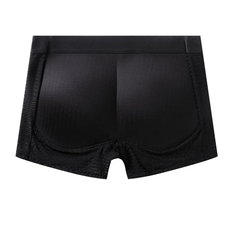 Mesh Breathable Men's Underwear, Comfy Stretchy Butt Shaping Boxer Briefs Shorts, Gym Athletic Hip Lifting Trunks