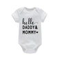 Hello Daddy Mommy Newborn Baby Bodysuit Pure Cotton Short Sleeve Summer Jumpsuit Cute Baby Onesie