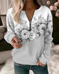 Floral Oversized Zip-Up Hoodie for Women