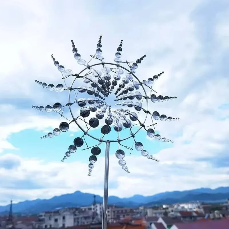 Outdoor Metal Unique Windmill Wind Rotation Sculpture Decoration Garden Art Decoration