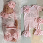 0-18months Baby Girls Romper with Headband Solid Pink Summer Short