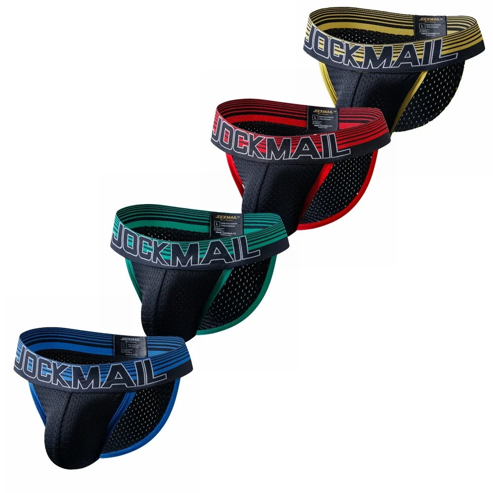 4pcs/lot Hollow Breathable Mens Slip Bikini Jockstrap Briefs Mens Panties Sexy Gay Men Underwear Sissy Sexy Men Brief Underpants