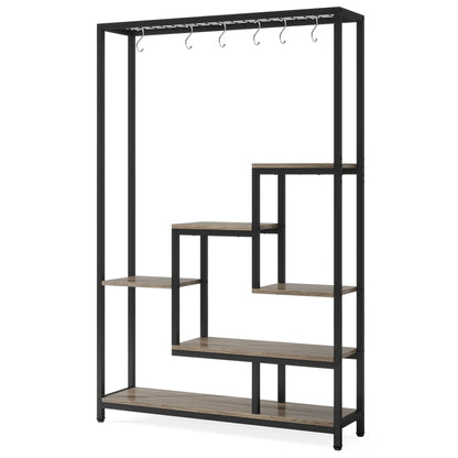 Tribesigns 5 Tiers Tall Indoor Plant Stand 70.9 inches Large Metal Plant Shelf with 10 PC S Hanging Hooks for Garden