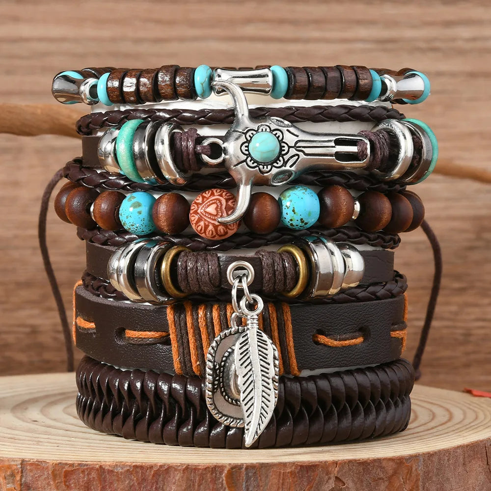 Vintage Casual 6 Pc/set Handmade Men Women Bracelets