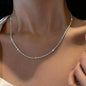 LUXUKISSKIDS Shiny Solid Chains Elegant Necklaces for Woman Sparkling Clavicle Chain Choker Simple Wedding Jewelry Collar Gifts